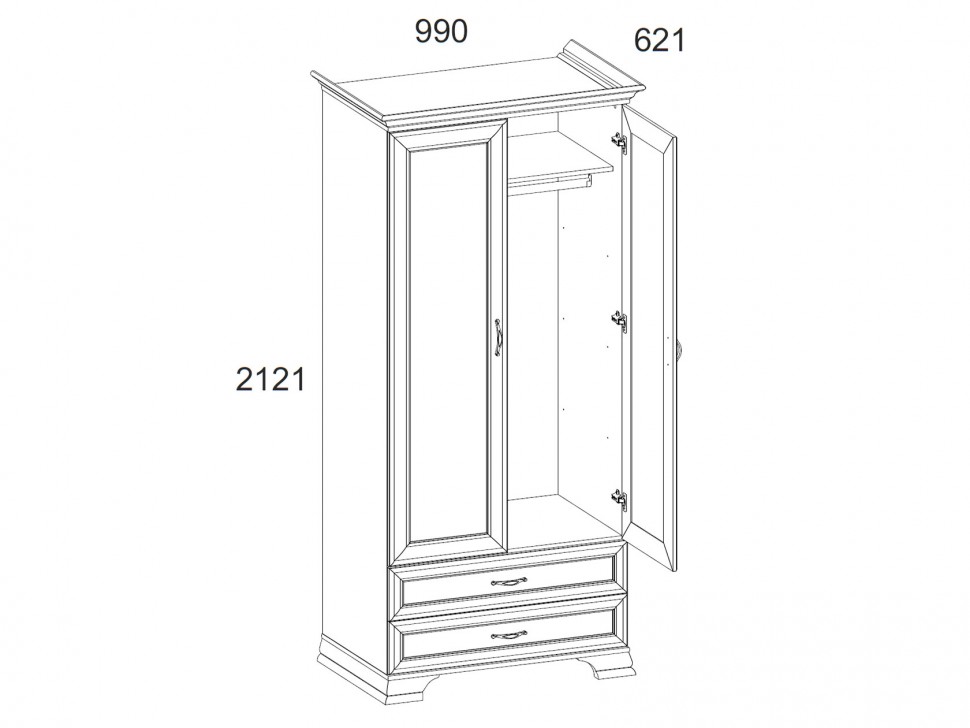 Распашной шкаф Шкаф 2-х створчатый Тиффани