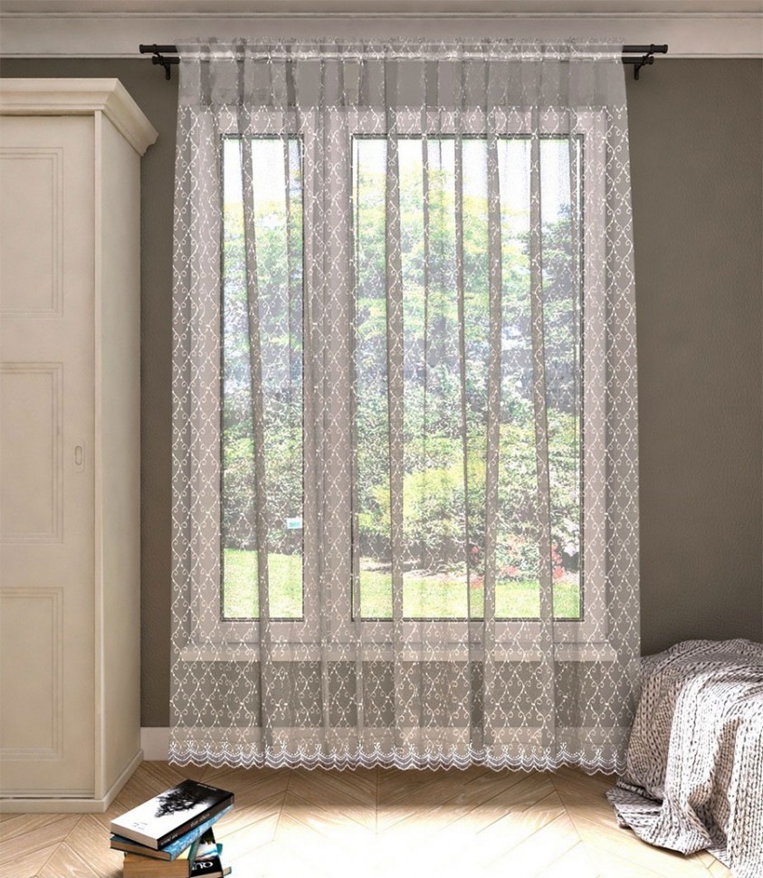 Тюль Сетка Вышивка белый 300х270 00-00803823