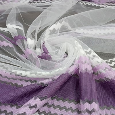 Тюль Сетка Полоса сиренево-фиолетовый/белый