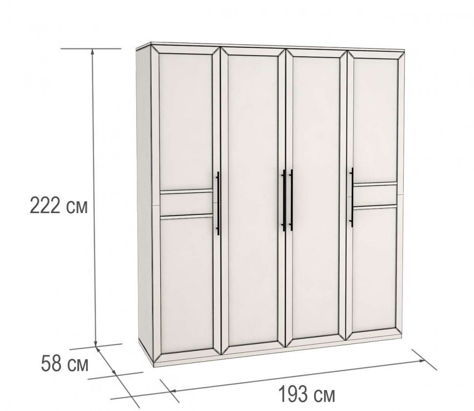Распашной шкаф с зеркалами Шкаф 4-х дверный с зеркалом Парма