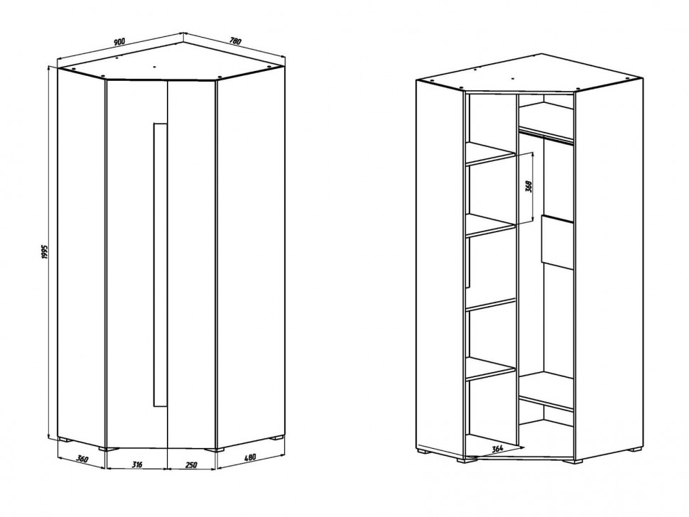 Угловой шкаф Куба