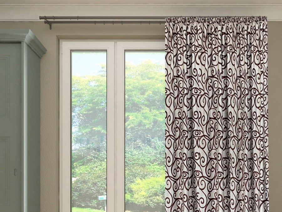 Штора Софт Ветка коричневый/бежевый