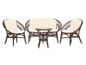 Комплект плетеной мебели Комплект для отдыха TURKEY (стол круглый (со стеклом)+2 кресла + диван)