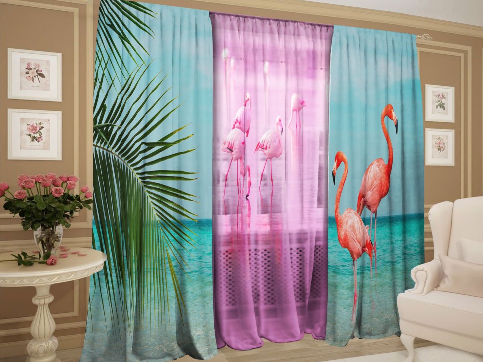 Комплект штор с тюлем Благородный фламинго